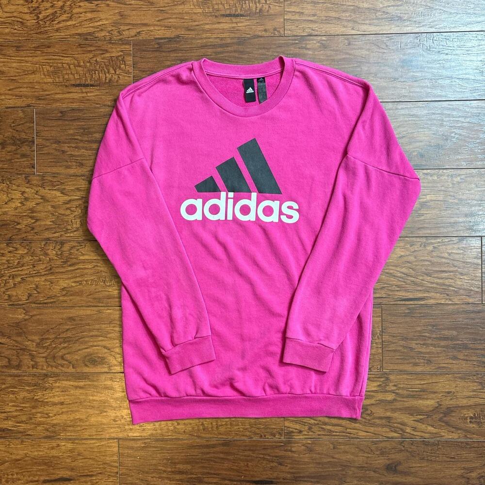 Adidas Essentials Oversized Logo Pink Crewneck Sweatshirt Size S